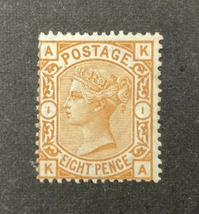 GREAT BRITAIN #73, 1876, 8p orange QV. F, USED. CV $350.00.