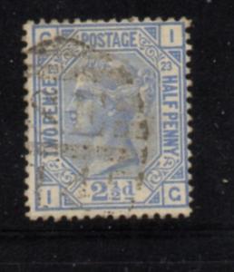 Great Britain Sc 82 plate 23 1881 2 1/2d ultra Victoria stamp used