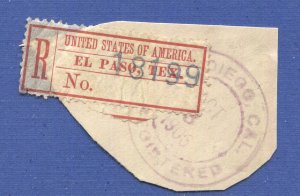 US Sc FX-EP1b Used F-VF Rare  EL PASO, TEX. Registry Exchange Label, Sc $600