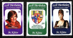 St Kitts-Sc#93-5- id7-unused NH set-Birthday-Princess Diana-1982-