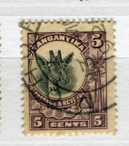 TANGANYIKA; 1922 early Giraffe issue used Shade of 5c. value, fair Postmark