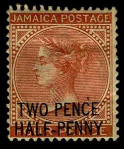 1890 Jamaica #27 QV Surcharged in Black - OGHR - F/VF - CV$40.00 (ESP#3499)