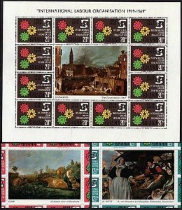 Ghana 375-377 sheets,MNH.Michel 386-388 bogens. ILO 50th Ann.Cogwheels.1970