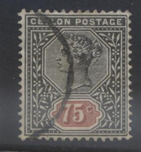 CEYLON -Scott 141- QV - Definitive Issue -1900- FU -Single 75c Stamp4