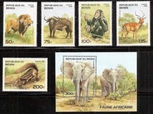 Benin 774-79 - Mint-NH - African Mammals (1995) (cv $7.15)