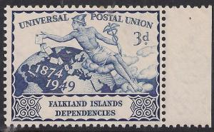 Falkland Islands Dep 1949 3d UPU Blue MM SG G23 ( C1451 )