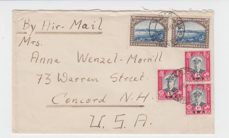 SOUTH WEST AFRICA 1948 AIRMAIL COVER TO USA, 1sh3d RATE (SEE BELOW)