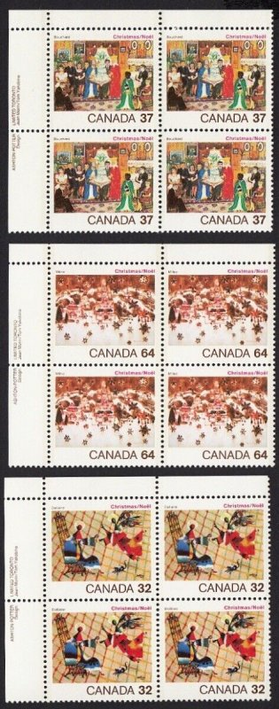 CHRISTMAS Paintings * Canada 1984 #1040-1042 UL Blocks of 4 MNH Sets.