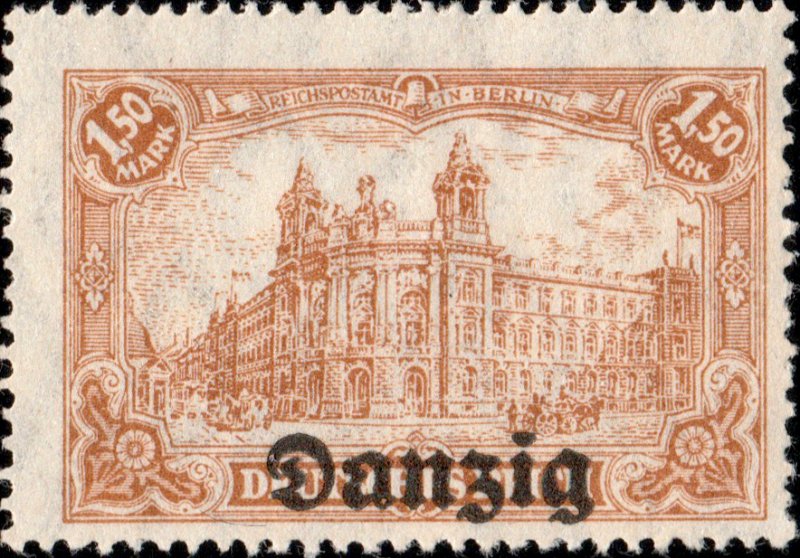 DANZIG - 1920 - Mi.10 1.50Mk yellow-brown - Mint (Hinged)*