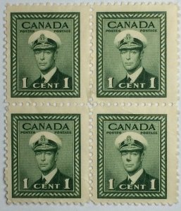 CANADA 1942 #249 King George VI War Issue - Block of 4 MNH