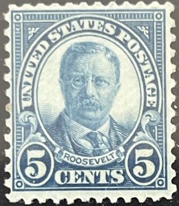 Scott #637 1927 5¢ T. Roosevelt rotary perf. 11 x 10.5 unused lightly hinged