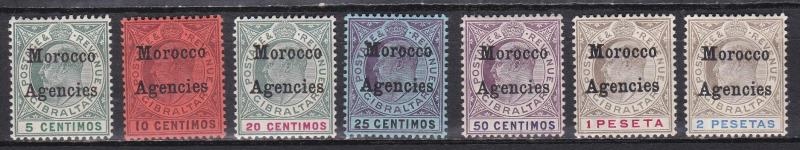 Great Britain Offices in Morocco # 20-26, Hinged Set, 1/2 Cat.