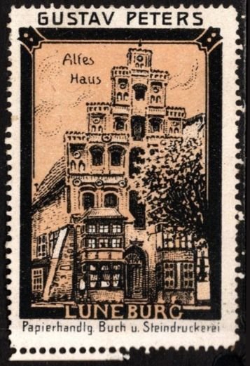 Vintage Germany Poster Stamp Gustav Peters Paper, Book And Stone Printing Shop