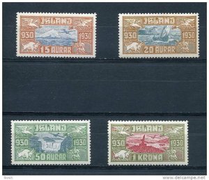 Iceland 1930 Sc C4-5/C7-8 MI 142-3/45-6 MvLH Airmail  Cv 332 euro