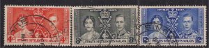 Straits Settlement 1937 KGV1 Set Coronation used SG 275 - 277 ( C428 )