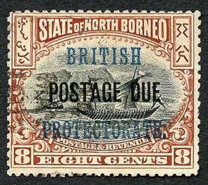 North Borneo SGD43 8c Black and Brown Post Due used Cat 6.5 Pounds