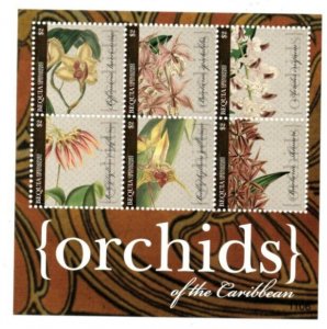 BEQUIA 2011 - Orchids of the Caribbean - Sheet of 6 Stamps - MNH