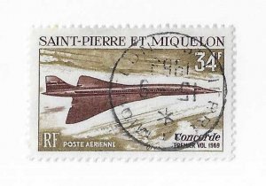 St Pierre & Miquelon Sc #C40  34Fr Concorde used with CDS VF