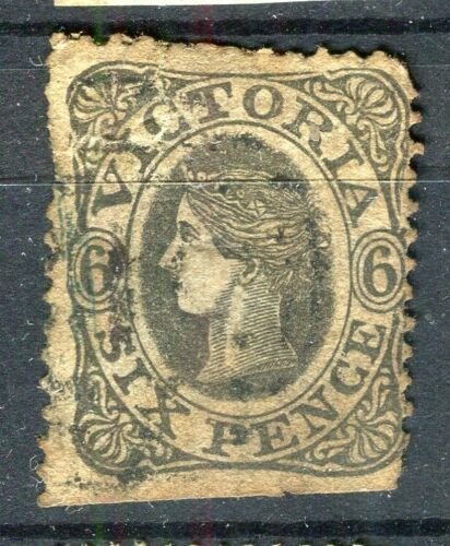 AUSTRALIA; VICTORIA 1862 classic early Perf QV issue used 6d. value 