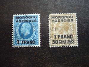 Stamps-British Offices in Morocco-Scott#418,421-Used Part Set of 2 Stamps