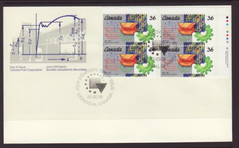 Canada 1134 Engineering Plate Block Canada Post U/A FDC