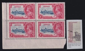 Antigua, SG 91f, MNH block of four Diagonal Line by Turret variety