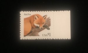 3036 single, $1 Red Fox, MNH, self adhesive