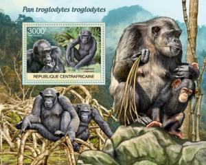 CENTRAFRICAINE 2012 SHEET WWF PAN TROGLODYTES MONKEYS WILDLIFE