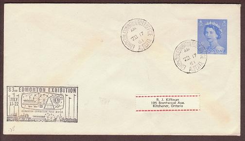 Canada Edmonton Exhibition PO 1961 Cover BIN 13165