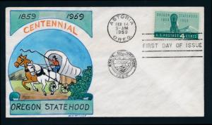 U.S. 1124 Wm. Wright hand painted FDC, Oregon
