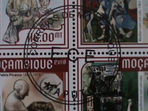 ​MOZAMBIQUE-2018-PROMOTE-PABLO PICASSO & PAINTINGS-CTO VF -EST.$14-LAST ONE  CTO