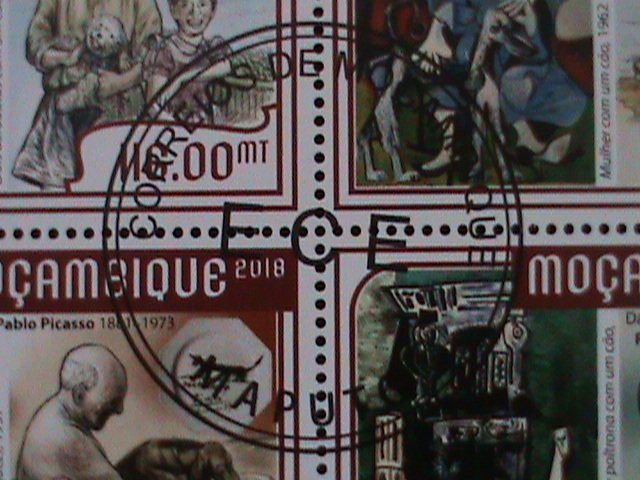 ​MOZAMBIQUE-2018-PROMOTE-PABLO PICASSO & PAINTINGS-CTO VF -EST.$14-LAST ONE  CTO