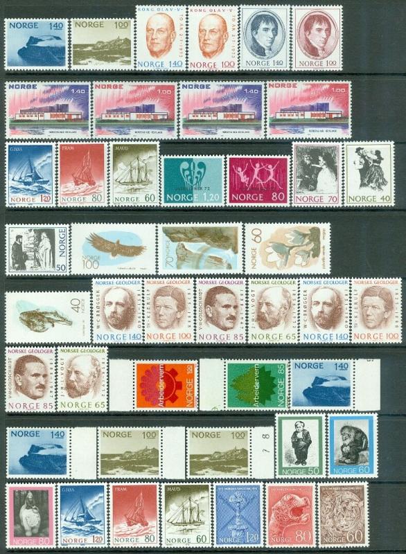 NORWAY : Clean group of all Very Fine, Mint NH singles & sets. Catalog $250+