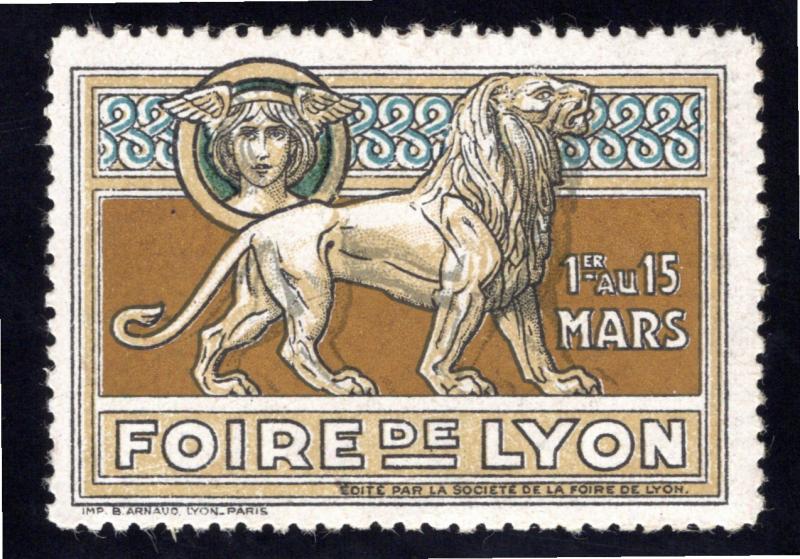 France FOIRE DE LYON – FAIR vintage LION Exhibition poster stamp MNHOG