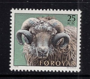 Faroe Islands  #42  (1979 Ram High Value issue) VFMNH  CV $6.00