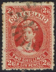 QUEENSLAND 1882 QV CHALON 2/6 LARGE WMK CROWN/Q UPRIGHT SG W10 USED
