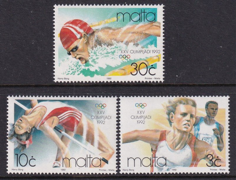 Malta 802-804 Summer Olympics MNH VF