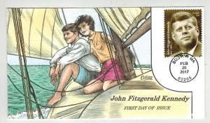 2017 COLLINS HANDPAINTED JOHN F KENNEDY JFK 5175 FDC & JACKIE KENNEDY Sailing
