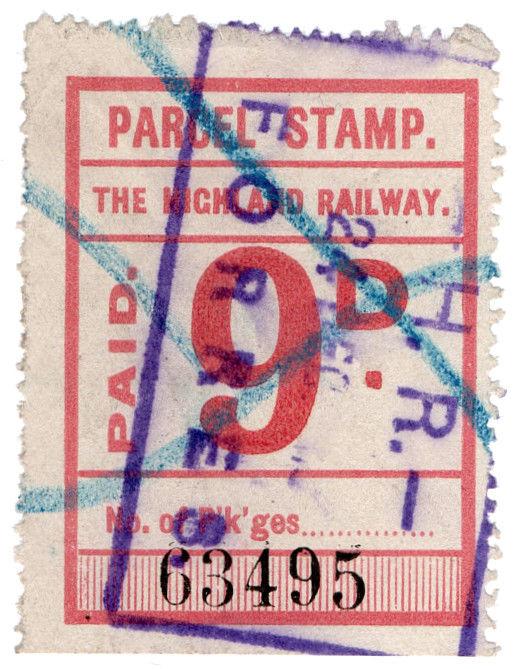 (I.B) The Highland Railway : Parcel Stamp 9d (Forres)