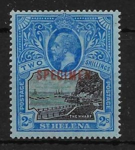 ST.HELENA SG80s 1912 2/= BLACK & BLUE ON BLUE OVPT SPECIMEN MTD MINT