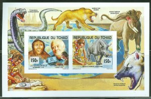 CHAD  2013  BOY SCOUT &  PREHISTORIC ANIMALS COLLECTIVE SHEET  MINT NH IMPERF