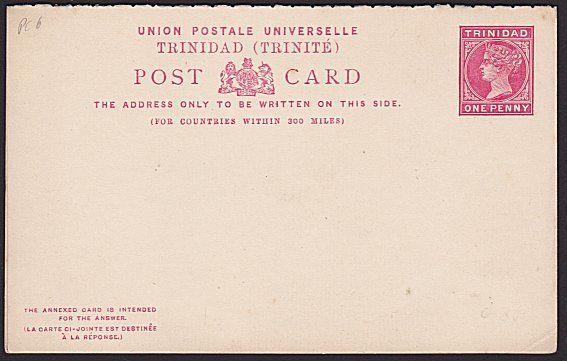 TRINIDAD QV 1d postcard with reply card fine unused.........................5395 