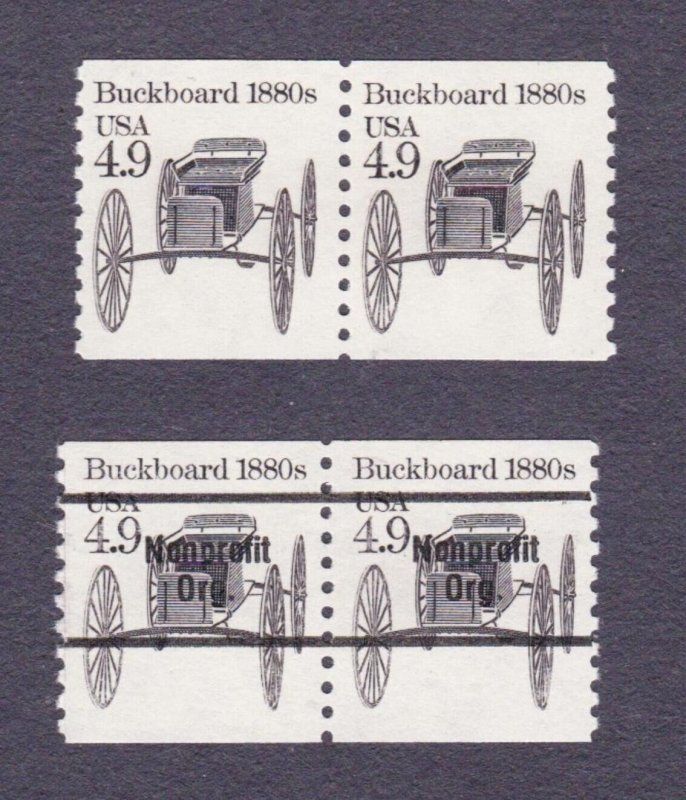 Pair 4.9c BuckBoard US 2124, US 2124 a Lot (2) MNH F-VF