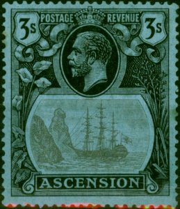 Ascension 1924 3s Grey-Black & Black-Blue SG20a 'Broken Mainmast' Fine MM Scarce