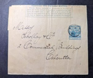 1896 Mauritius Newspaper Wrapper Cover to Calcutta British India