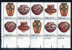 SC# 1706-1709 - (13c) - Pueblo Pottery, MNH Plate Block/10 - LL #37770-37774