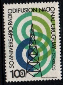 1974 Uruguay Radio Tower and Waves Broadcasting in Uruguay #889 ** MNH