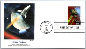 U.S. CACHETED FIRST DAY COVER SPACE FANTASY HUNTING THROUGH THE UNIVERSE 1993