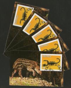 Eritrea 2001 Scorpio Reptiles Wild life Animals M/s Cancelled x 5 # 3772