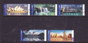 Australia-Sc#1839-43-used short set to $3.00-Tourist attractions-2000-2 stamps h